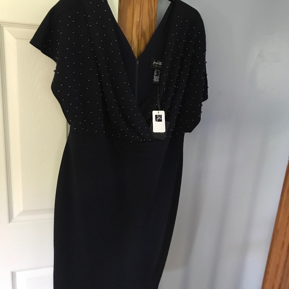Short Navy beaded formal dress.